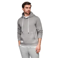 Bluzy męskie - Męska bluza dresowa BASIC kangurka z kapturem - szara V8 B1674 XXL - miniaturka - grafika 1