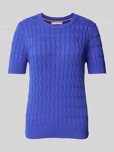 Sweter z dzianiny z wyhaftowanym logo - Swetry damskie - miniaturka - grafika 1