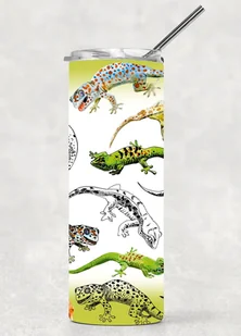 Kubek termiczny 600 ml z rurką gekony - Kubki termiczne - miniaturka - grafika 1