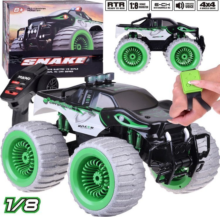 Jokomisiada Olbrzymie Auto Monster Snake 4x4 muzyka światła drift 360st. Pilot RC0633