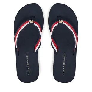 Japonki Tommy Hilfiger Th Corporate Wedge Beach Sandal FW0FW08520 Granatowy - Klapki i japonki damskie - miniaturka - grafika 1