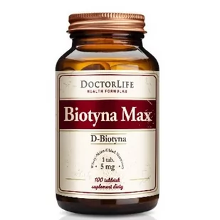 Doctor Life Doctor Life Biotyna Max D-Biotyna 5mg suplement diety 100 tabletek - Suplementy naturalne - miniaturka - grafika 1