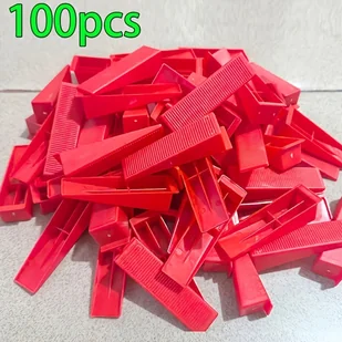 TEMU 100szt. Wielokrotnego użytku plastikowe kliny, system poziomowania płytek, kliny, trwałe plastikowe dystanse ścienne i podłogowe, profesjonalne - Inne - miniaturka - grafika 1