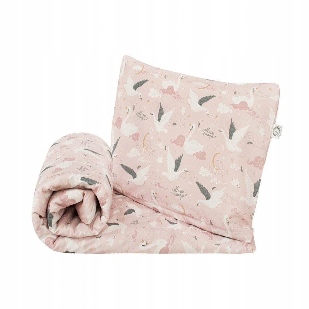 Pościel do łóżeczka 2 el poszewki bawełna Łabędzie Bonjour 100x 135 ,40x60