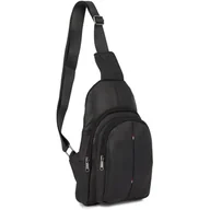 Nerki - Czarna Saszetka Nerka Przez Ramię Crossbody Męska Modna Torba Dwukomorowa Skóra Naturalna F01 : Kolory - Czarny - miniaturka - grafika 1