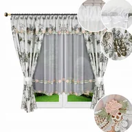 Firany - Firana gotowa woalowa z gipiurą z motywem KWIATOWYM 400x160 - miniaturka - grafika 1