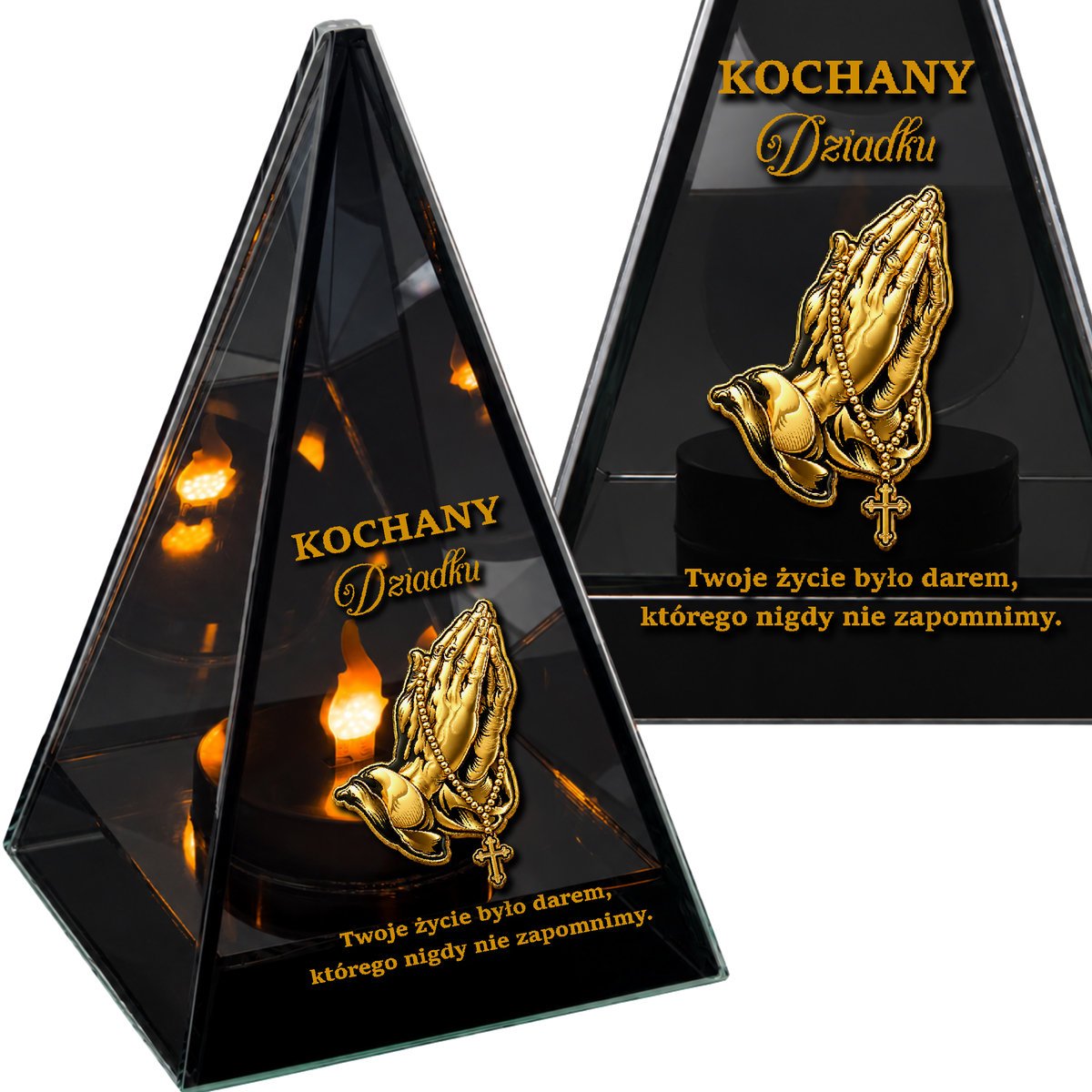Znicz Lustrzany Lampion Solarny 3D Nadruk UV na Dzień Dziadka