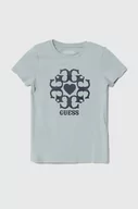 Koszulki dla dziewczynek - Guess t-shirt dziecięcy kolor niebieski - miniaturka - grafika 1