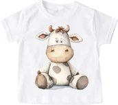 Koszulki dla dziewczynek - koszulka z krówką dla dziecka wzór fajne2 - miniaturka - grafika 1