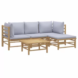 5-cz. zestaw mebli do ogrodu, jasnoszare poduszki, bambus vidaXL - Meble ogrodowe - miniaturka - grafika 4