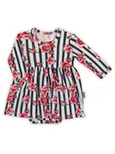 Body dla niemowląt - Niemowlęce sukienko-body z długim rękawem kwiaty białe Nicol,r.80 - miniaturka - grafika 1