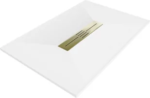 Mexen Toro brodzik prostokątny SMC 130 x 80 cm, biały, maskownica złota - 43108013-G - Brodziki prysznicowe - miniaturka - grafika 1