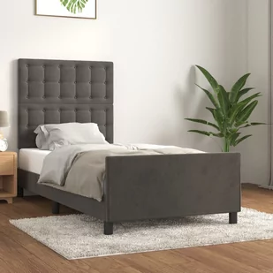 Lumarko Rama łóżka z zagłówkiem, ciemnoszara, 100x200 cm, aksamitna - Łóżka - miniaturka - grafika 1