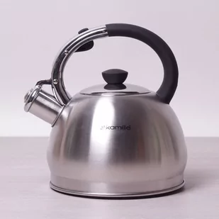 Czajnik stalowy z gwizdkiem KAMILLE, srebrny, 2 l - Czajniki na gaz - miniaturka - grafika 1