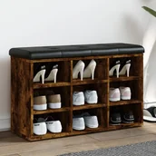 Szafki na buty - The Living Store Ławka na buty dąb wędzony 82x32x50 cm materiał drewnopochodny - miniaturka - grafika 1