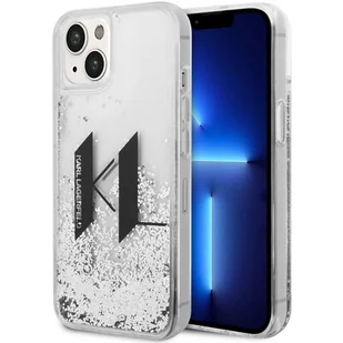 Etui KARL LAGERFELD Liquid Glitter Big KL do Apple iPhone 14 Srebrny - Etui i futerały do telefonów - miniaturka - grafika 1