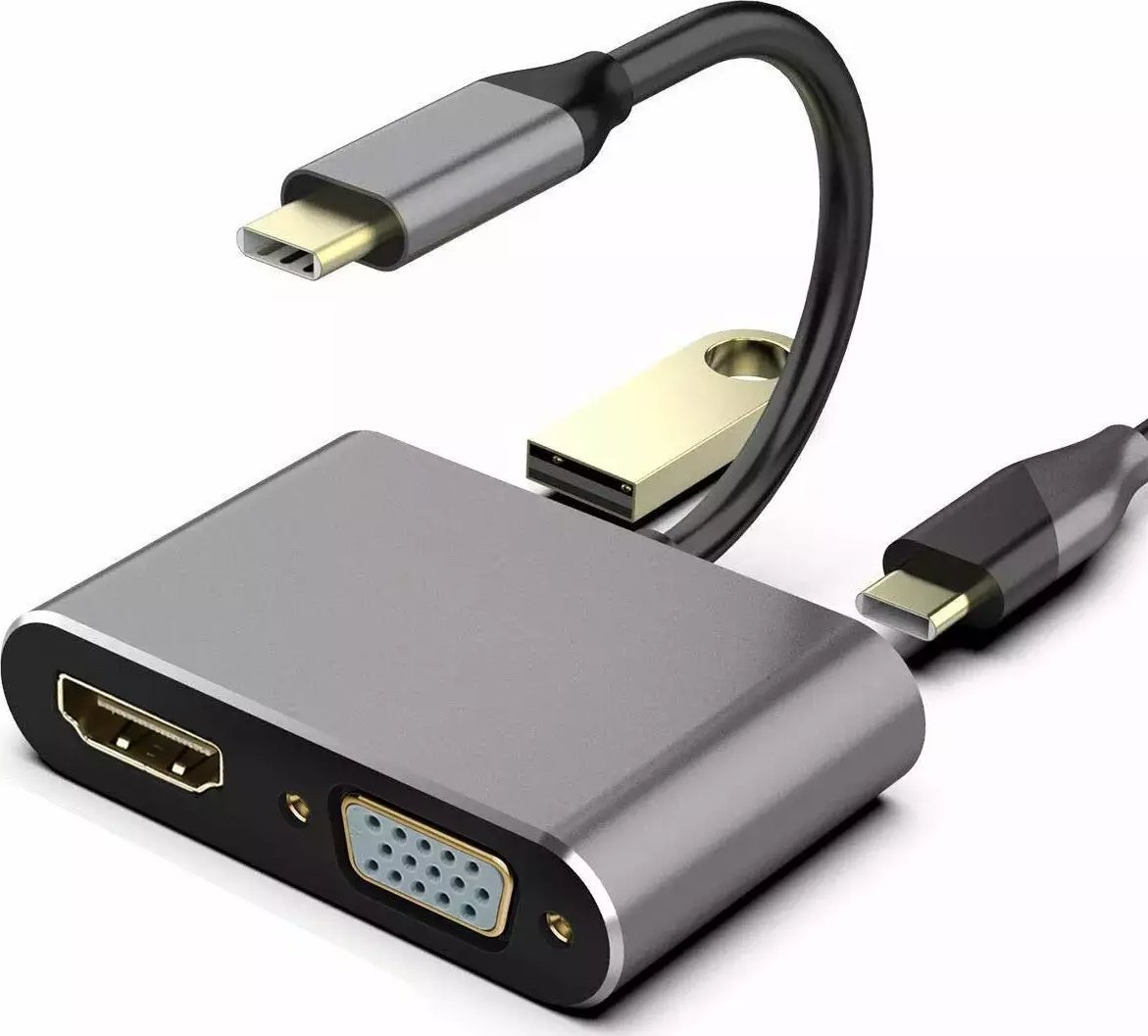 Adapter USB Roger RoGer USB-C Multimedia Adapter HDMI 4K@30Hz / VGA 1080p / USB 3.0 / USB-C PD