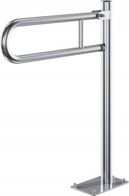 Poręcz łukowa uchylna O 32mm. mocowana do podłogi, wykonana ze stali nierdzewnej kwasoodpornej AISI 304, wykończenie polerowane, możliwość zamątowania uchwytu na papier toaletowy PBPX, wymiar: 600 mm.