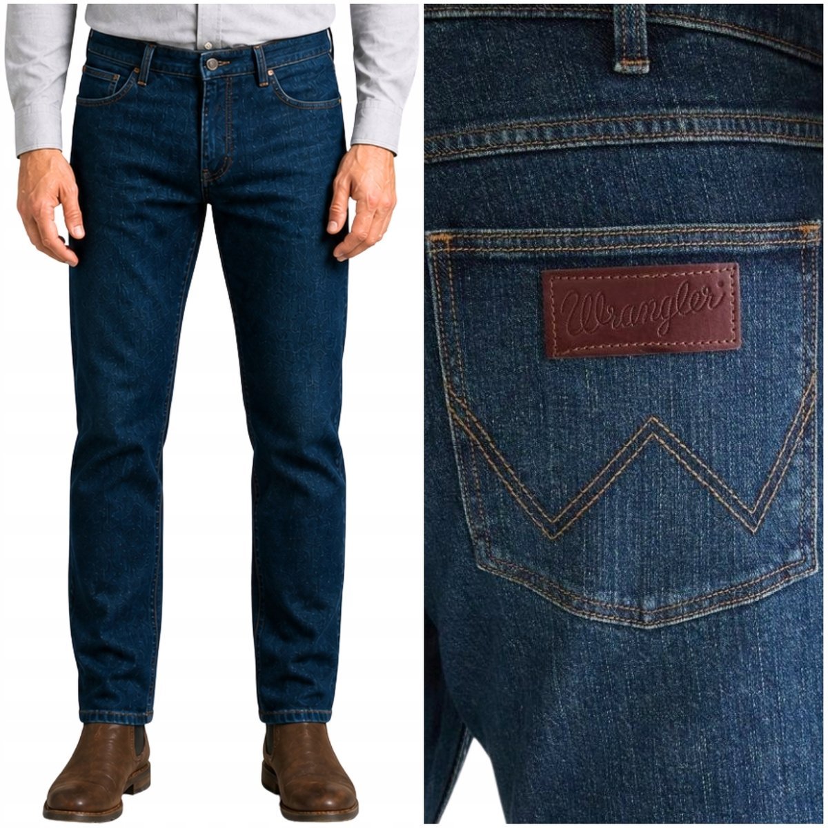 Wrangler GREENSBORO Valor ciemne proste spodnie jeansowe męskie W34 L30