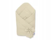 Rożki i beciki - Dwustronny rożek dla niemowląt miękki bawełniany z wiązaniem - beżowy - miniaturka - grafika 1