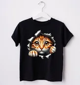 Koszulki dla dziewczynek - koszulka czarna z kotem - miniaturka - grafika 1