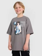 Koszulki dla chłopców - 4F T-shirt oversize z nadrukiem chłopięcy - szary 122 (6-7 lat) - miniaturka - grafika 1