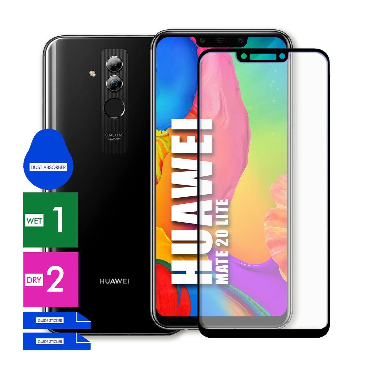 SZKŁO OCHRONNE DO HUAWEI MATE 20 LITE HARTOWANE 9H PEŁNE CAŁY EKRAN 5D