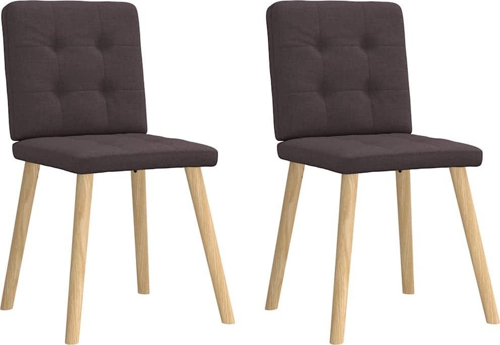 Krzesła stołowe, 2 szt., ciemnobrązowe, obite tkaniną