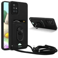 Etui i futerały do telefonów - Łańcuszek na telefon Cadorabo z funkcją podstawki dla Samsung Galaxy A51 4G / M40s w kolorze CZARNYM - silikonowe etui ochronne z regulowanym paskiem na sznurek - miniaturka - grafika 1