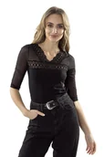 Bluzki damskie - Eldar Mikela Bluzka Czarna Rękaw 3/4 M - miniaturka - grafika 1