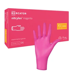 Rękawiczki nitrylowe XS różowe Mercator Nitrylex Magenta 100sztuk - Rękawiczki jednorazowe - miniaturka - grafika 1
