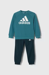 Dresy i komplety dla dziewczynek - adidas dres dziecięcy kolor zielony - grafika 1