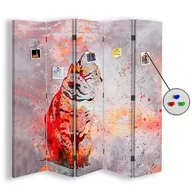 Parawany - Parawan pokojowy FEEBY, Pomarańczowy kot, Dwustronny PIN 180x170cm 5-częściowy - miniaturka - grafika 1