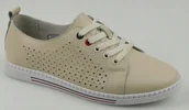 Półbuty damskie - Beżowe ażurowe trampki półbuty wiązane S. Barski LR51-587 skórzane r.38 - miniaturka - grafika 1