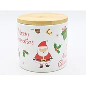 Pojemniki kuchenne - Pojemnik ceramiczny z dekorem Merry Christmas 400 ml 10 x 10 x 10 cm biały - miniaturka - grafika 1