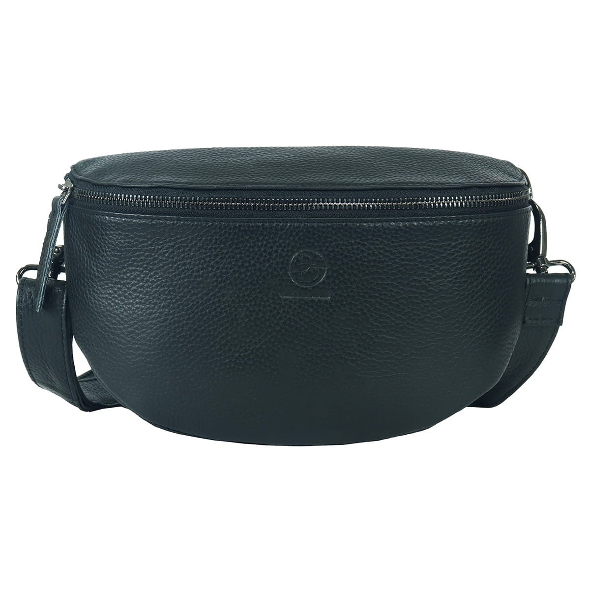 Średnia saszetka skórzana typu nerka wielofunkcyjna czarna