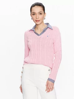 Swetry damskie - Polo Ralph Lauren Sweter 211891641004 Różowy Slim Fit - grafika 1
