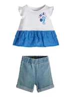 Spodenki damskie - Guess Komplet t-shirt i szorty jeansowe A3GG13 K6YW0 Kolorowy Regular Fit - miniaturka - grafika 1