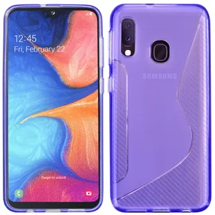 cofi1453® S-Line Case Bumper kompatybilny z Samsung Galaxy A20e (A202F) Silikonowe etui odporne na wstrząsy Etui na telefon komórkowy Etui TPU Pokrowiec Fioletowy - Etui i futerały do telefonów - miniaturka - grafika 1