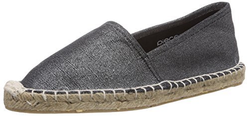 PIECES HAISHA ESPADRILLOS METALLIC SILVER, damskie espadryle, srebrny - Srebrny srebrny kolor. - 37 eu