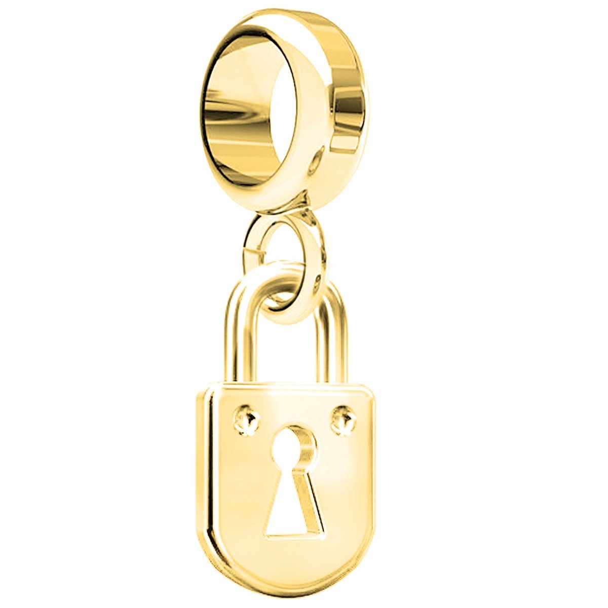 Charms Złoty z Kłódką Zapięcie Wiszący Zamknięcie na Klucz Key SREBRO 925