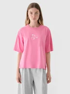 Koszulki i topy damskie - T-shirt oversize 100% bawełna damski 4f 4fraw24ttshf2582-54s różowy - miniaturka - grafika 1