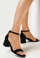 Sandały damskie - Czarne Sandały na Słupku ze Sprzączką i Zabudowaną Piętą Blairbow - miniaturka - grafika 1