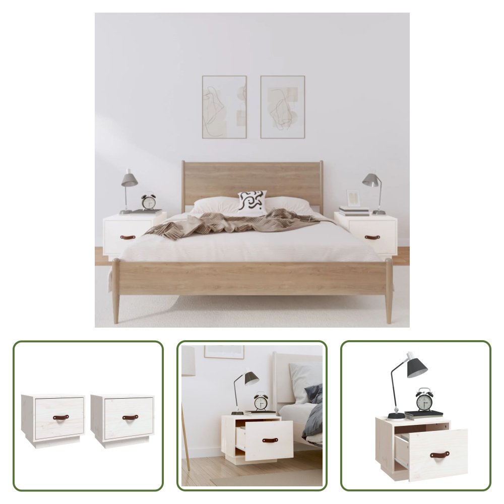 The Living Store Szafki nocne 2 szt. Biały 40x34x35 cm lite drewno sosnowe