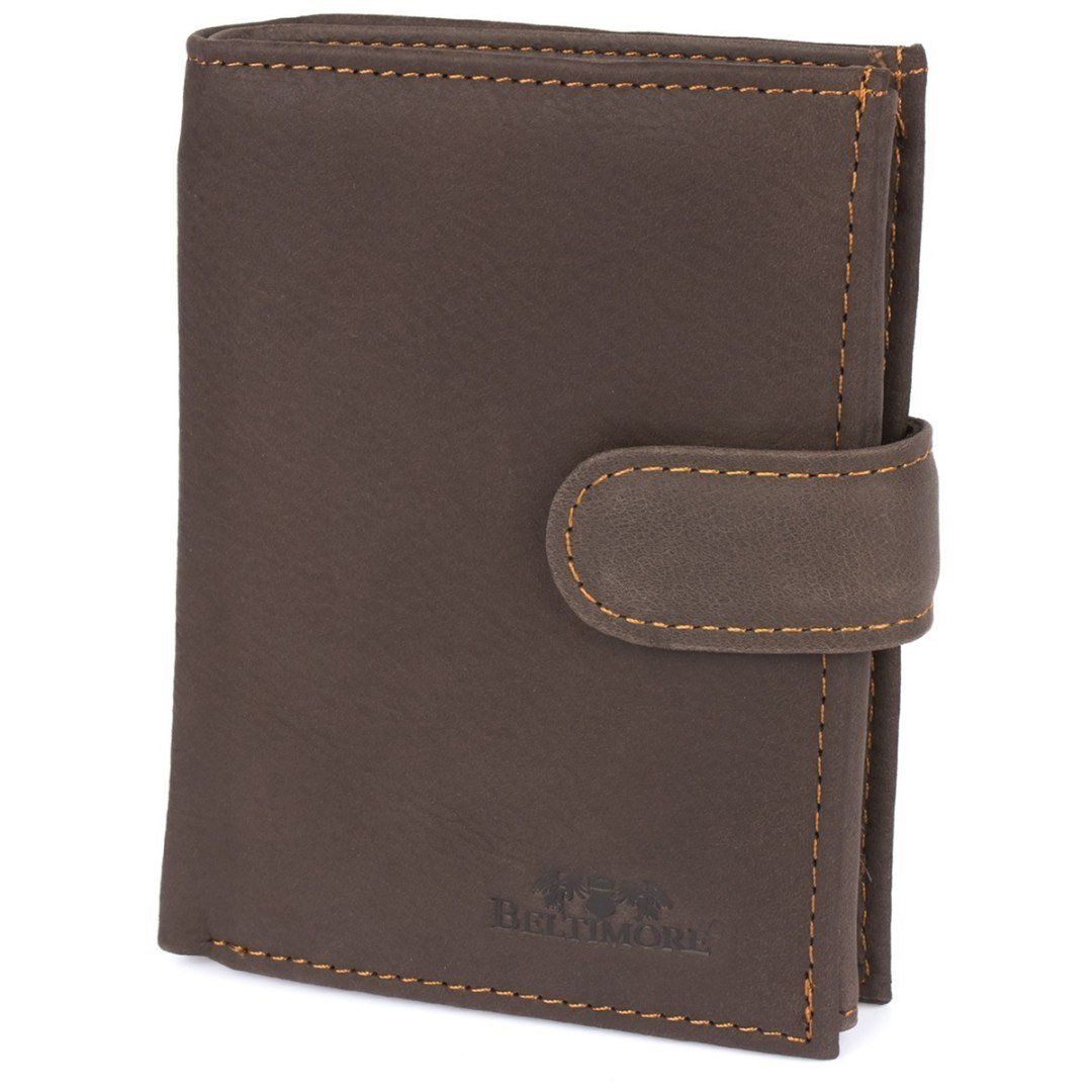 Portfel duży skórzany brązowy pionowy z zapinką męski skóra Beltimore G72 brązowy, beżowy