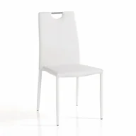Krzesła - Zestaw 4 krzeseł SARA WHITE – biała skóra syntetyczna, stalowa rama, nowoczesny design - miniaturka - grafika 1
