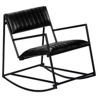 Fotele - vidaXL Fotel bujany, czarny, skóra naturalna - miniaturka - grafika 1