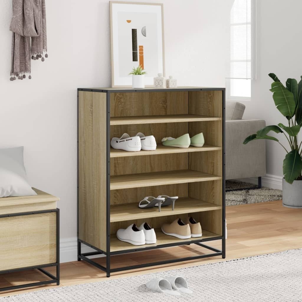 vidaXL Szafka na buty dąb sonoma 75x38x97,5 cm Materiał drewnopochodny Metal