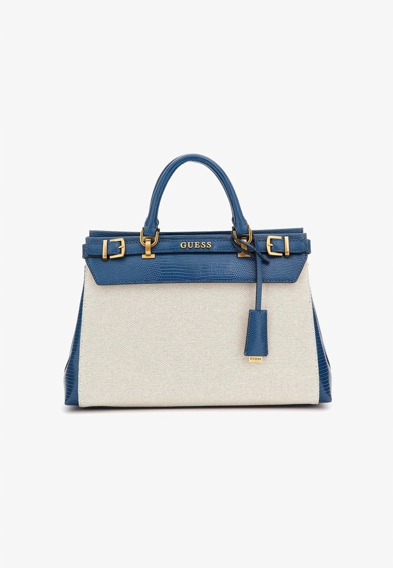 GUESS GRANATOWA TOREBKA KLASYCZNA Z EFEKTEM SKÓRY I BEŻEM 23x37x8,5 1GŁA