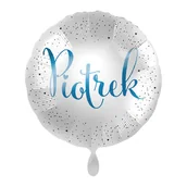 Balony i akcesoria - Balon imienny foliowy Piotrek okrągły pakowany 43 cm - miniaturka - grafika 1